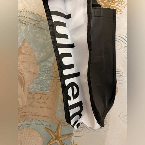 Lululemon Logo Black White Reusable Bag Snap Close Double Sided Tote - Picture 4 of 6